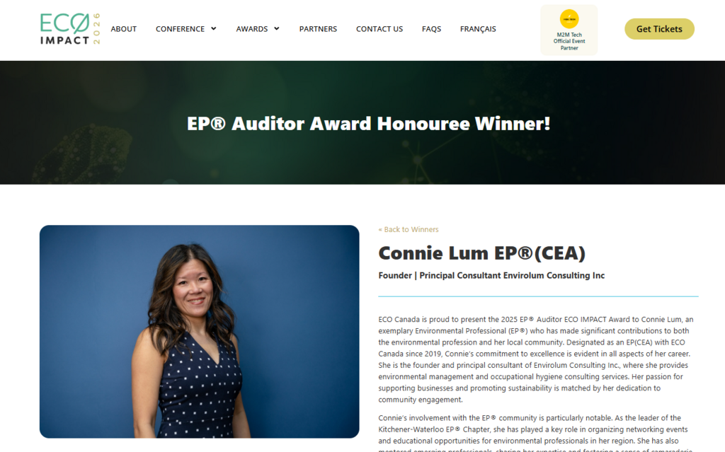 Eco Canada Award Recipient